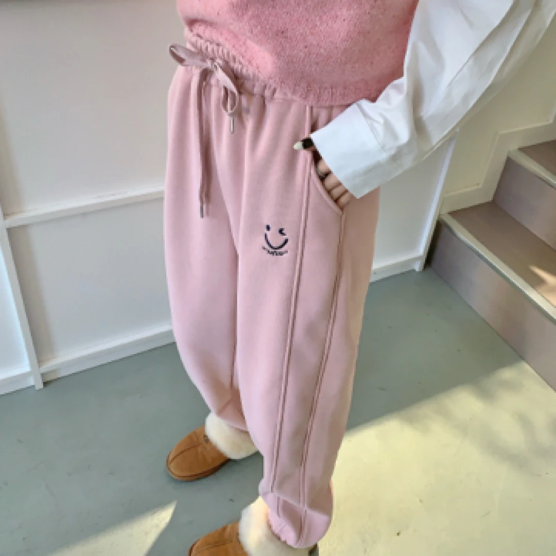 六六加绒松紧口韩版休闲卫裤笑脸819