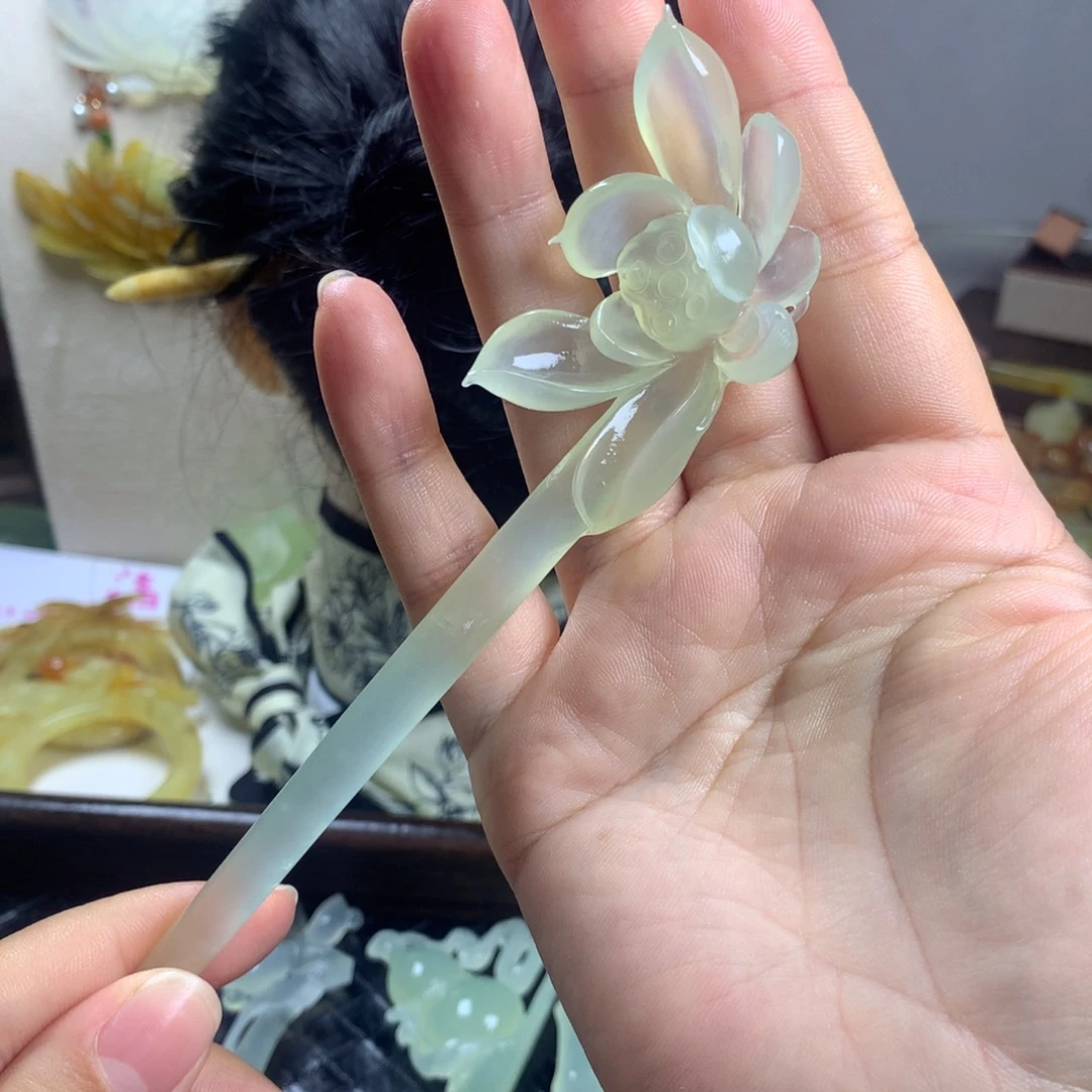 观***棋蛇纹石玉未镶嵌发饰