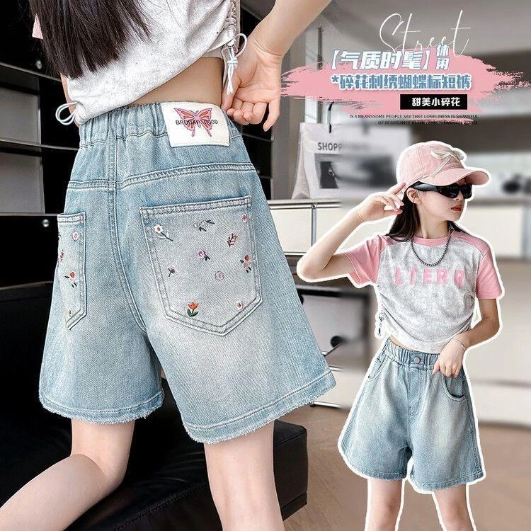 【思晨家】女童牛仔短裤夏季薄款2025新款中大童洋气女孩中裤夏装