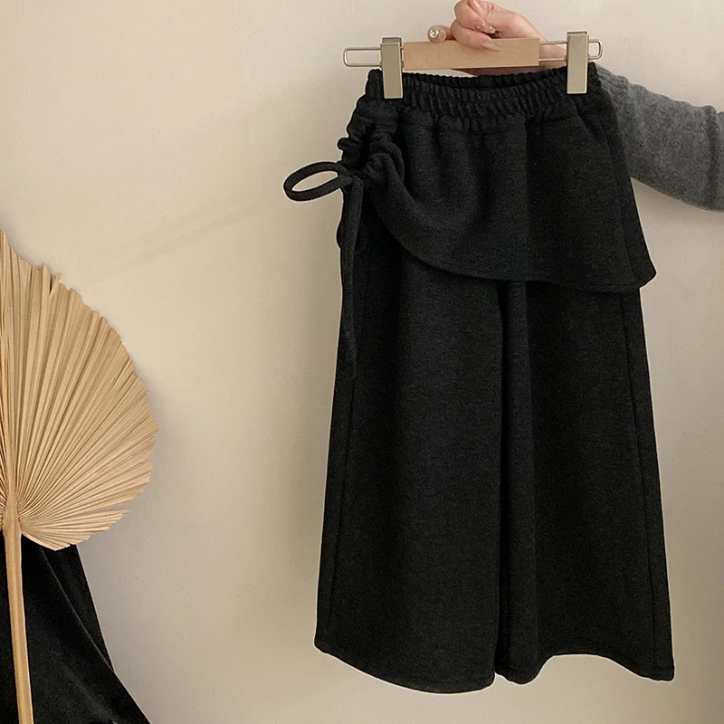 【安安家】韩版女童冬季新款2025百搭洋气屁帘加绒宽松休闲裤Z-ME02