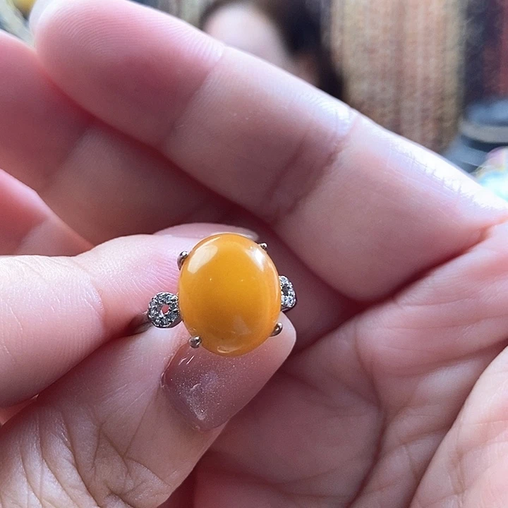 琥珀未镶嵌戒指戒指