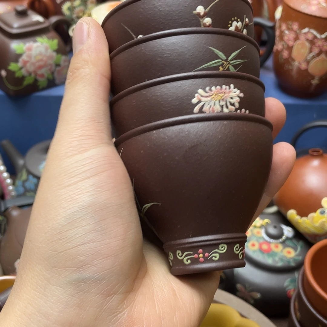 用***2茶杯红泥紫砂主人杯100cc