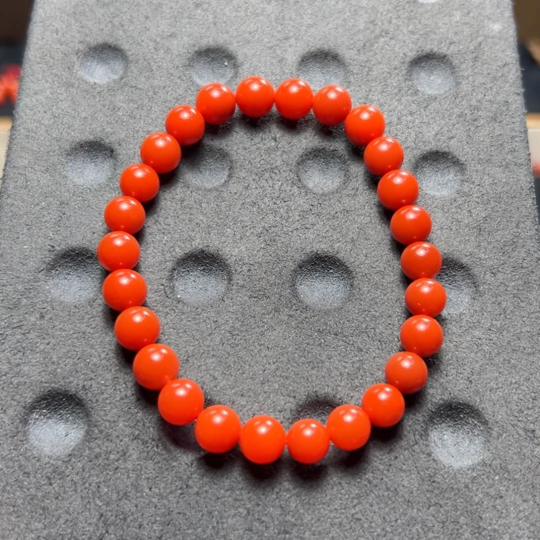 南红玛瑙东山大水沟料南红手串尺寸7m m m未镶嵌