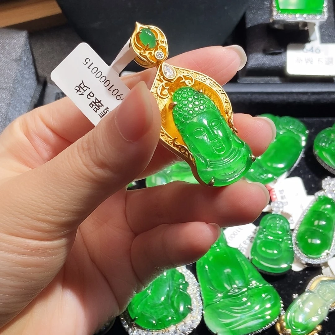 翡翠银S925镶嵌吊坠(不含链)