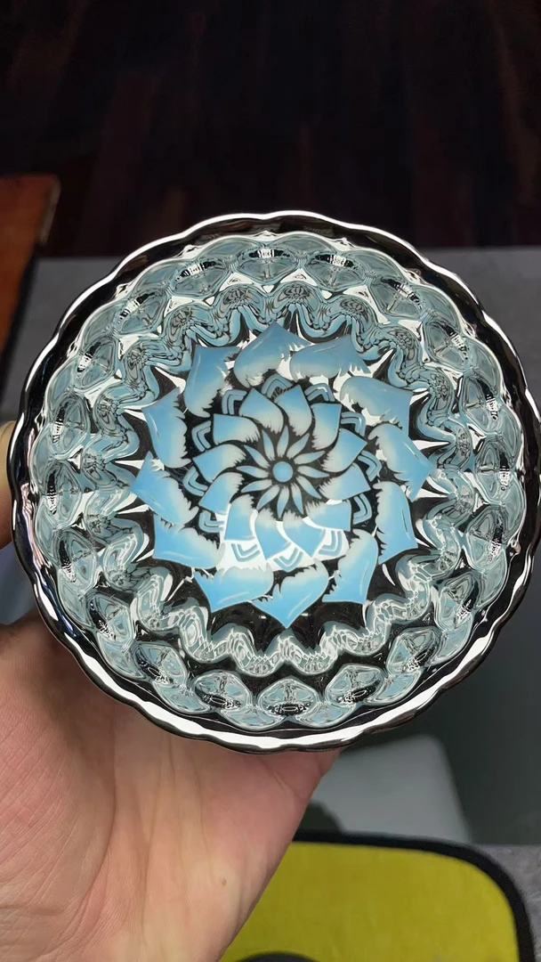 高端茶器家用主人杯蓝色蓝莲花杯