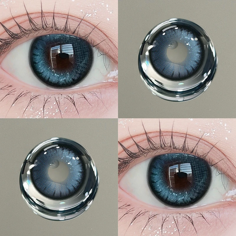 琪瞳【日抛10片】亚裔混血美瞳暗夜魔法蓝欧若风三明治近视隐形眼镜