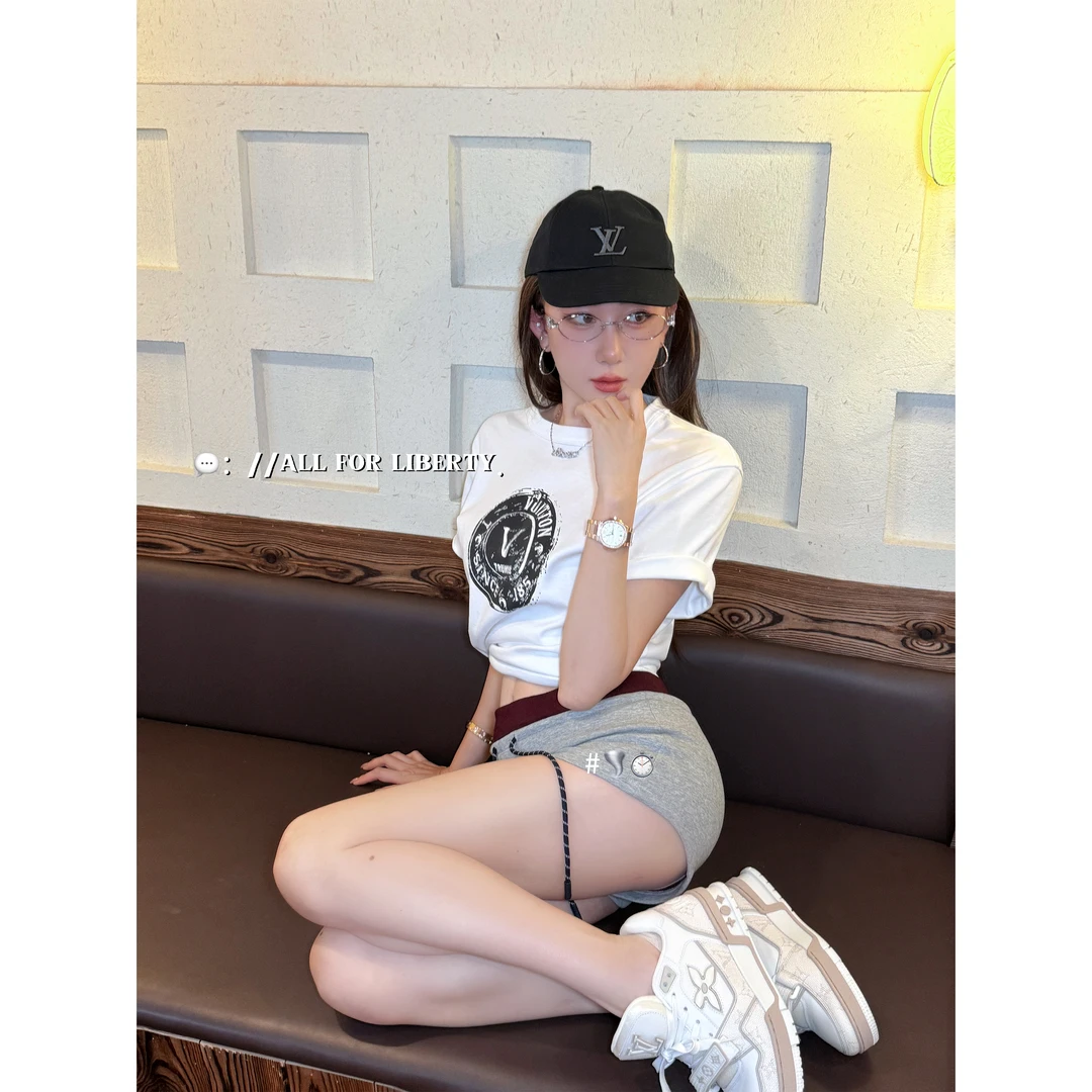 LIMERENCE “坠落” 印章LOGO女士纯白短袖T恤