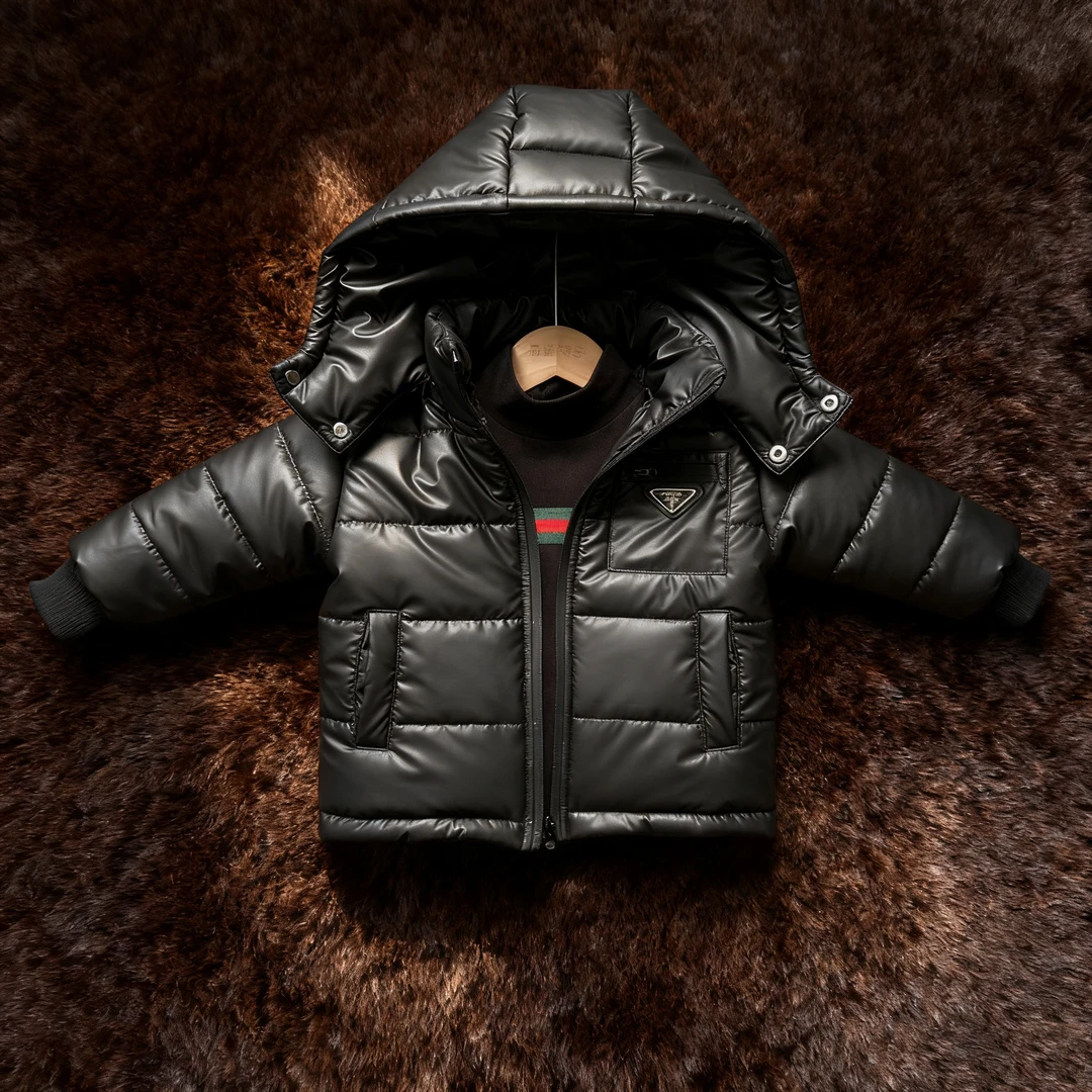 冬季新款韩版中小童时尚洋气保暖连帽棉服