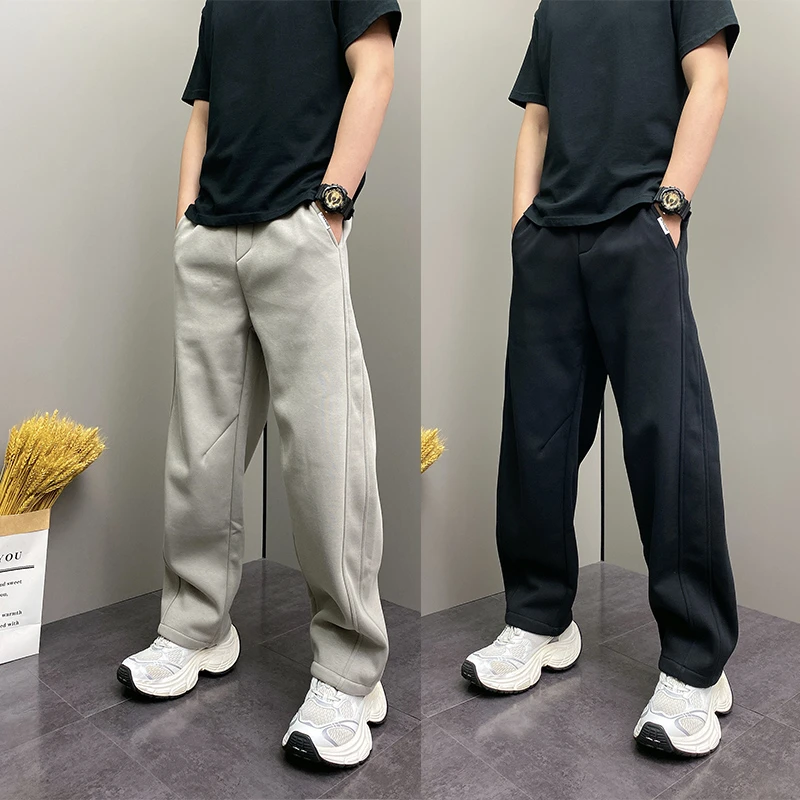 2025年冬季加绒加厚潮流韩版痞帅宽松哈伦青年男士休闲运动卫裤子