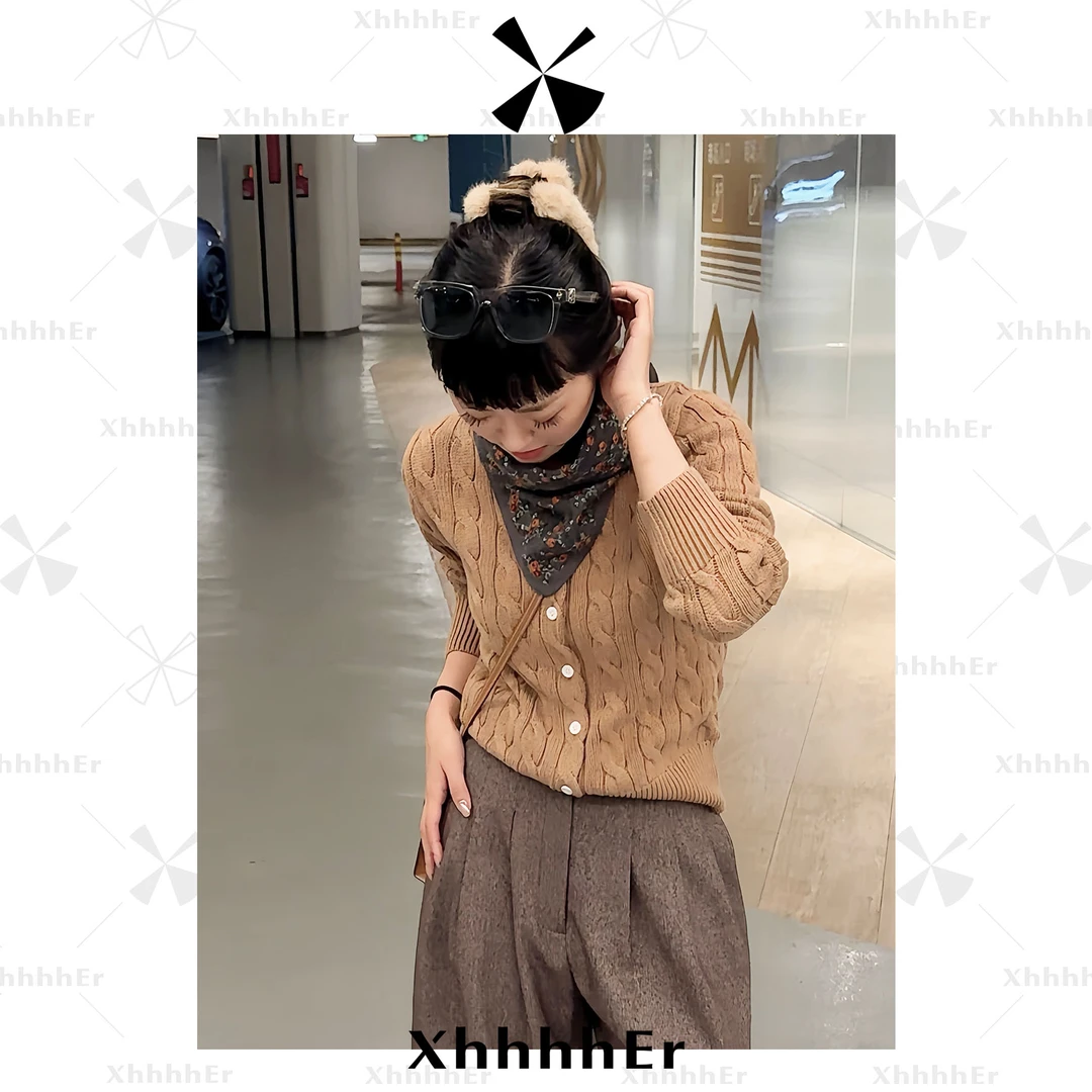 辛儿/小个子【小麻花】100精梳匹马棉老钱风扭绳针织外套XY2180