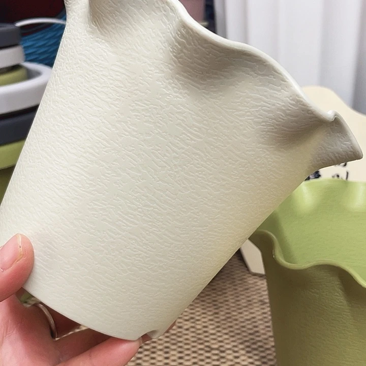 荷叶边花盆口16米色3个无拖