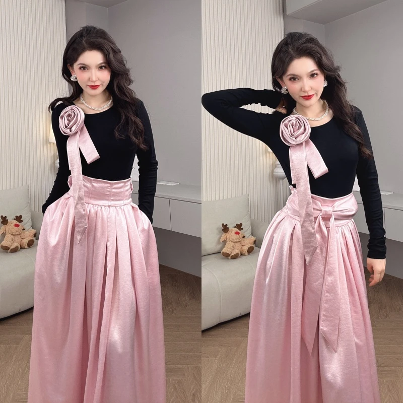 Saeda品牌女装两面穿蝴蝶结高腰公主裙两件套YF10116