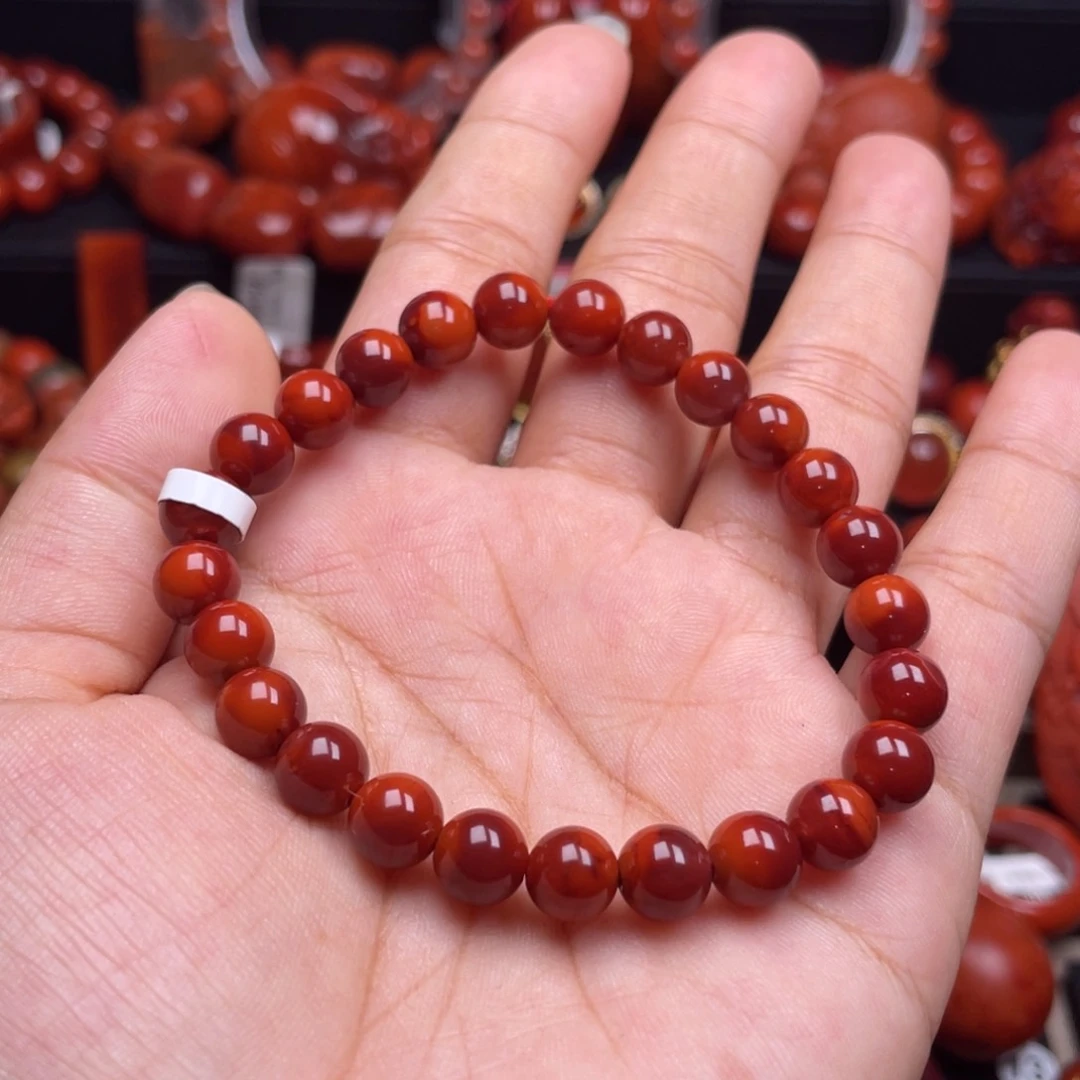 徐***姐南红玛瑙未镶嵌珠宝奇石单圈7.5mm