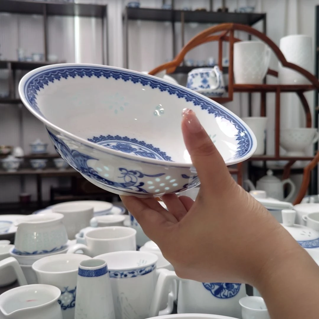 瓷孔雀7寸面碗两只装