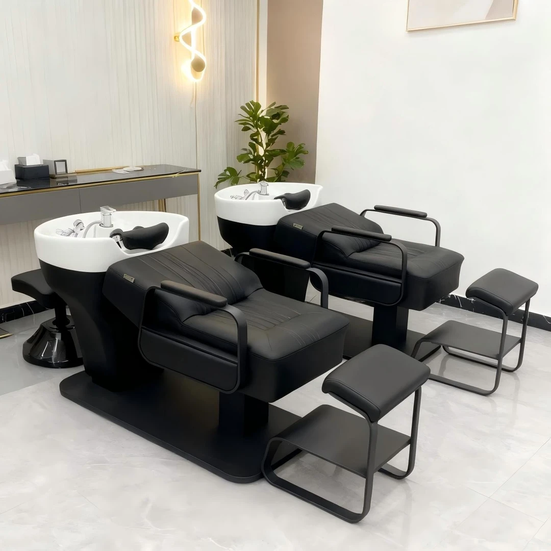 盈剪147发廊半躺洗头床黑武士洗头床舒适升级硅胶日式软枕