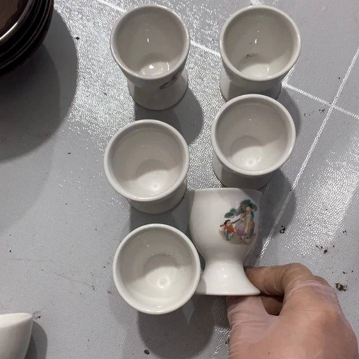 潘***金瓷片一厂寿星酒盅六个