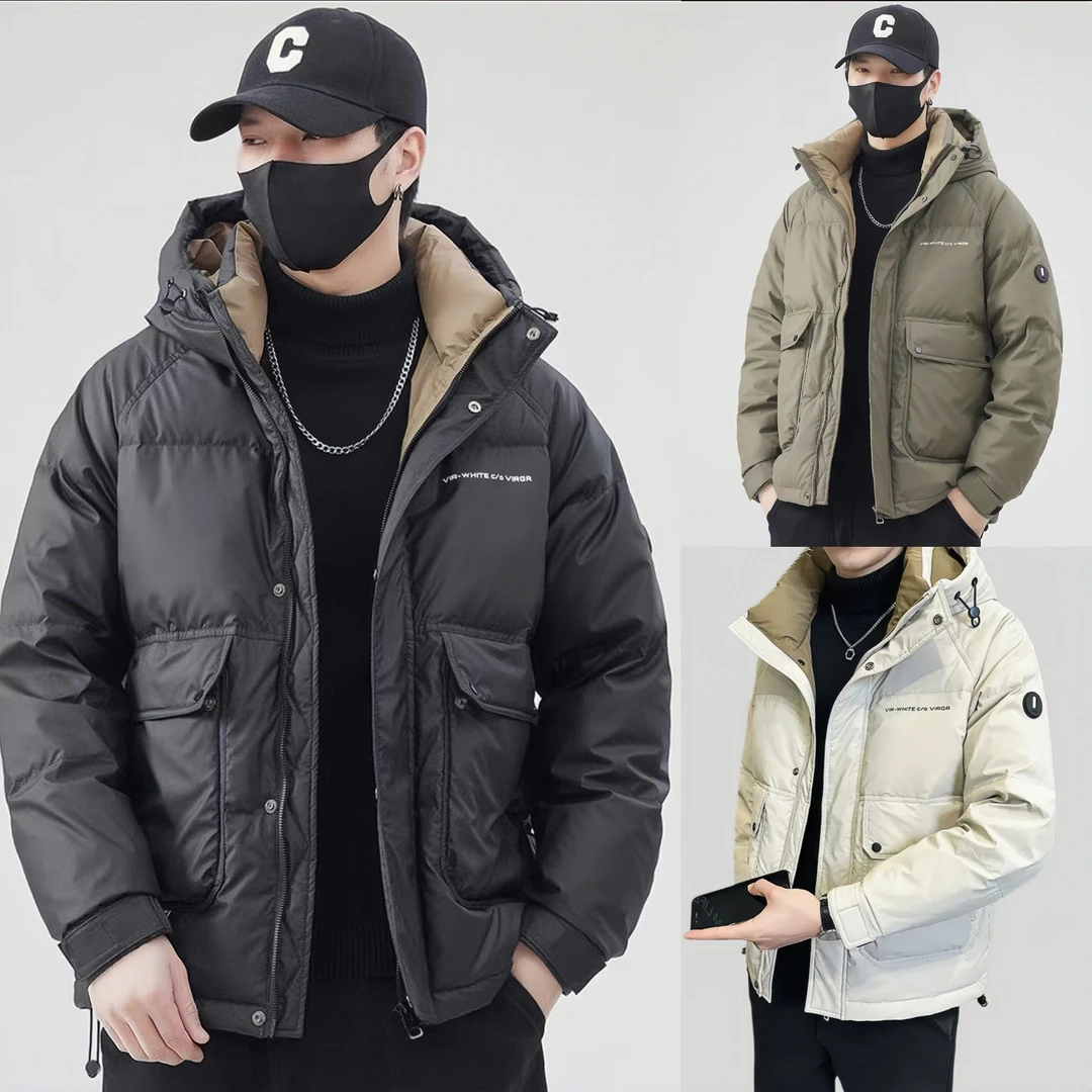 冬季新款时尚潮流百搭连帽防风御寒保暖三防加厚男士外套89#