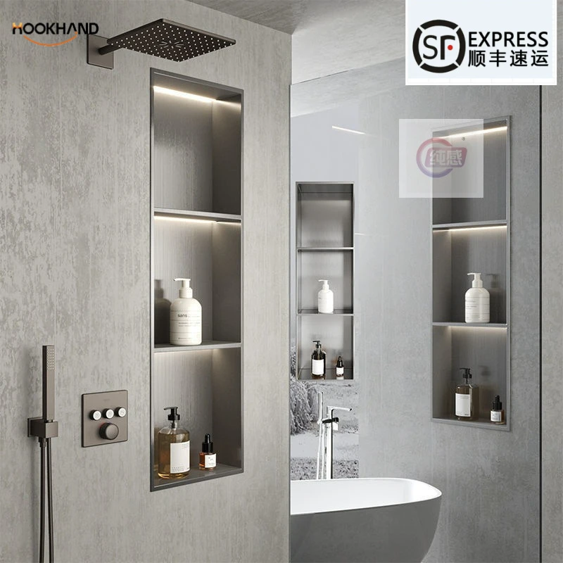 不锈钢壁龛卫生间浴室金属电视定制不锈钢壁龛嵌入式柜成品置物架