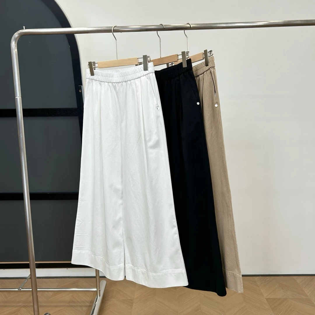 【若若美】X-2189天丝水洗捏折八分裤女士百搭大裤脚宽松显瘦休闲裤