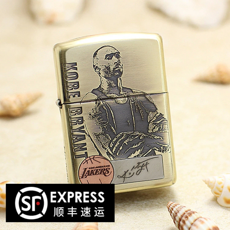 ZIPPO/之宝打火机纯铜精雕科比带纯银紫铜贴片盔甲机DY8712TZ