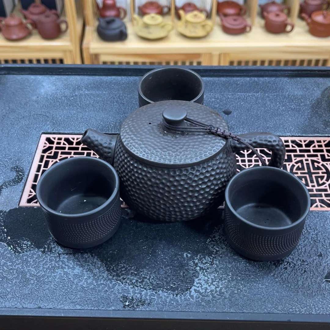 紫砂紫砂汉瓦汉瓦（一壶三杯，紫陶跳刀杯）
