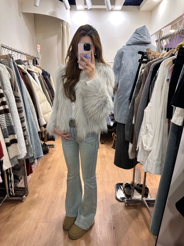 单面编织短款显瘦女慵懒风上衣冬季短外套宽松休闲网红轻奢牛仔女