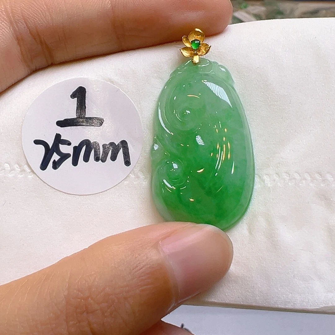 翡翠18K金镶嵌吊坠(不含链)翡翠