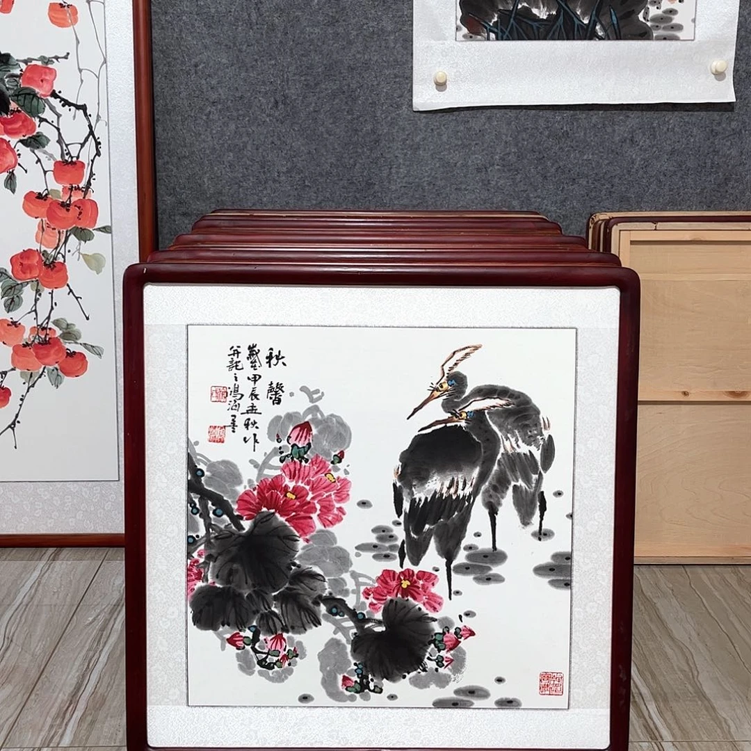 国画书画作品带框63×63