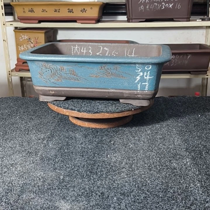 紫砂花盆绿色马槽