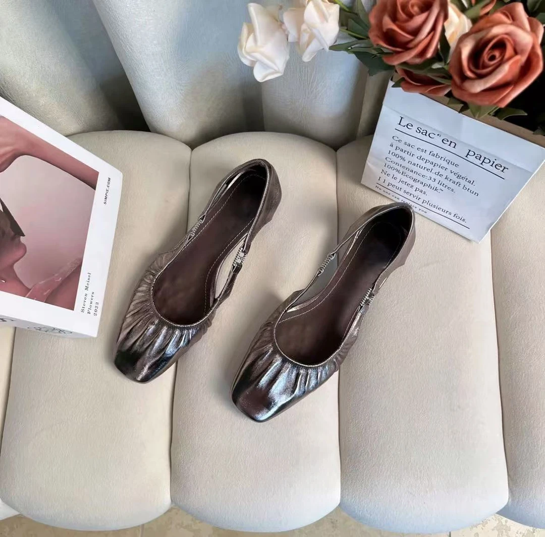 【成都】夏季软皮包头法式复古低跟时尚百搭中空浅口单鞋