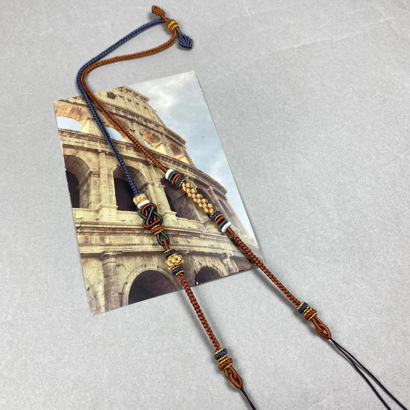 纯手工编织双耳横穿项链吊坠绳男女高档挂绳抽拉调节高货绳