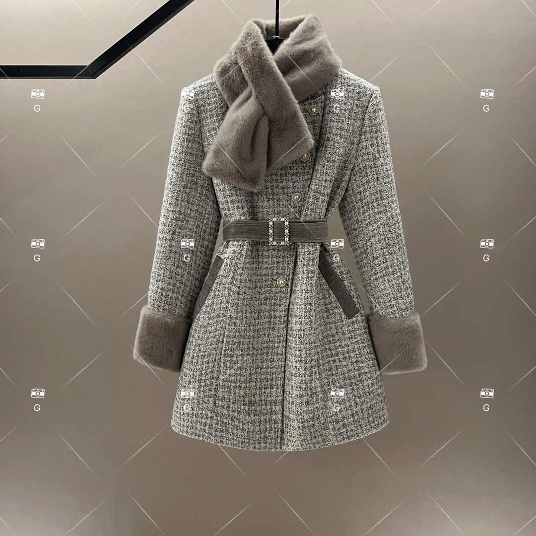 【L姐】秋冬气质小香风设计师中长款羽绒服轻奢女 GS-57597