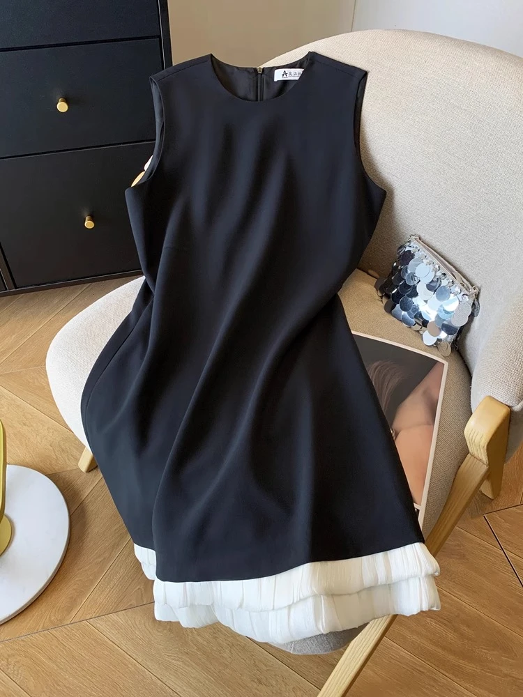 法式无袖背心连衣裙女2025早春新款小众轻奢内搭外穿赫本风小黑裙