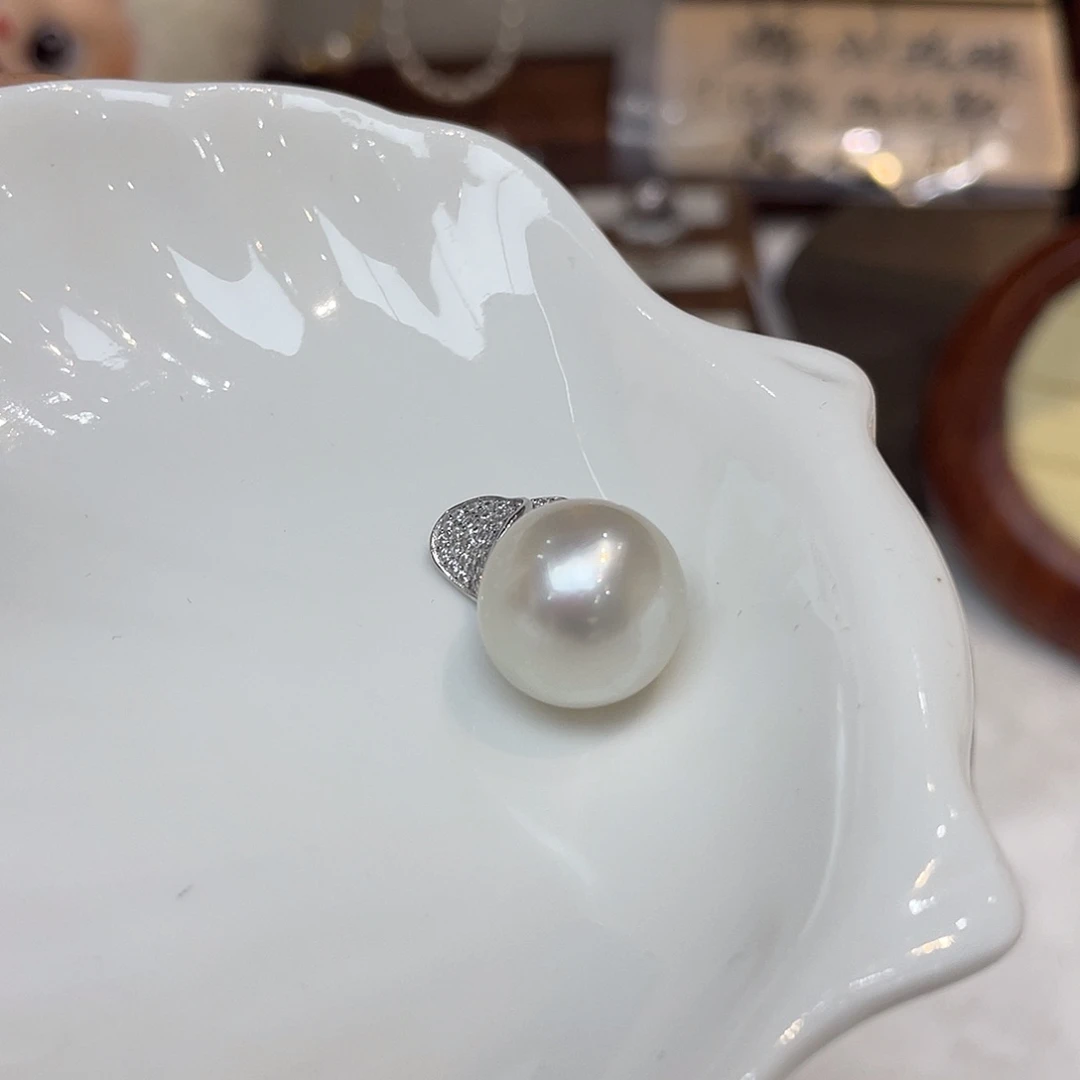 吊坠(不含链)银S925镶嵌海水珍珠