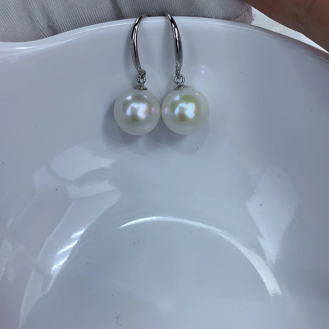 银S925镶嵌淡水珍珠耳饰10-11