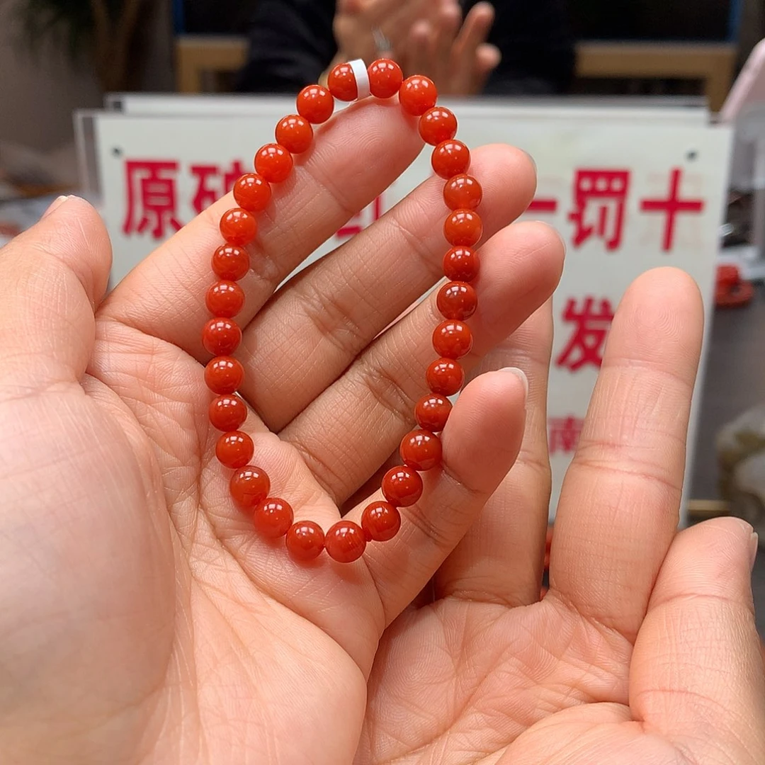南红玛瑙南红6MM柿子红手串未镶嵌
