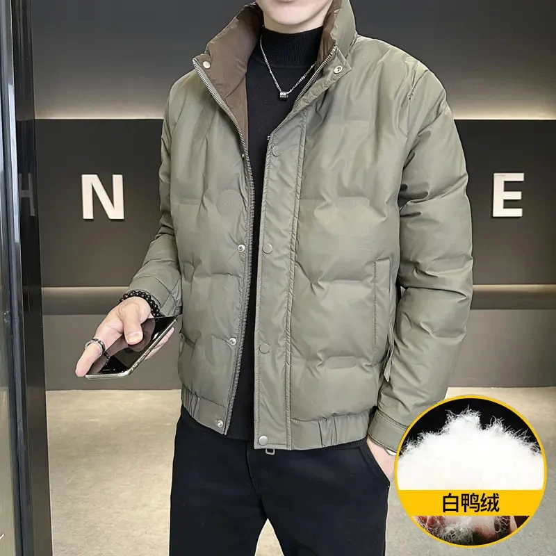 男士羽绒服2025冬季新款潮流休闲立领青年夹克百搭帅气鸭绒外套