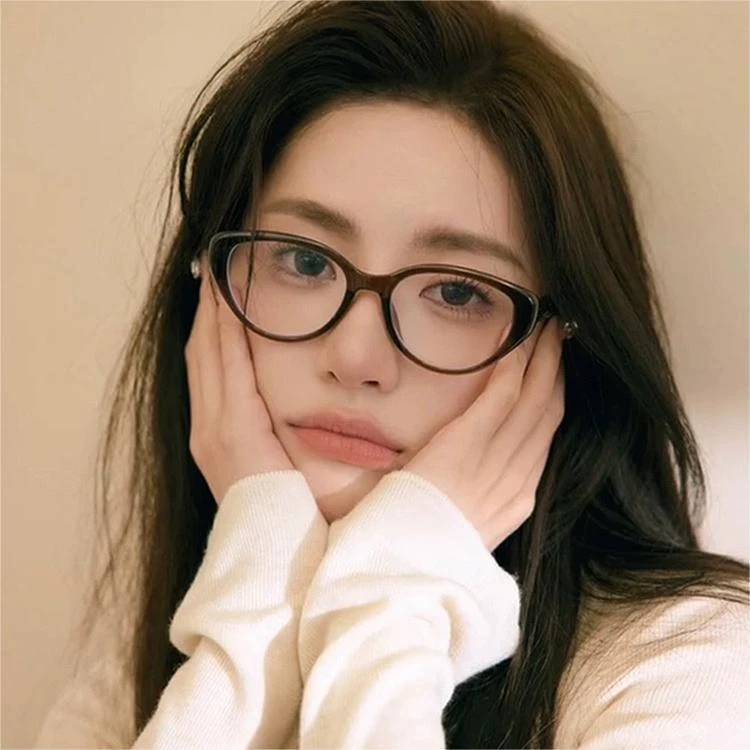 免费配近视镜片美拉德猫眼纯欲百搭防蓝光超轻平光镜素颜神器