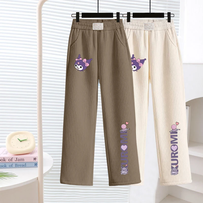 女童阔腿裤中大童直筒裤子春秋款灯芯绒儿童洋气女孩休闲韩版裤潮