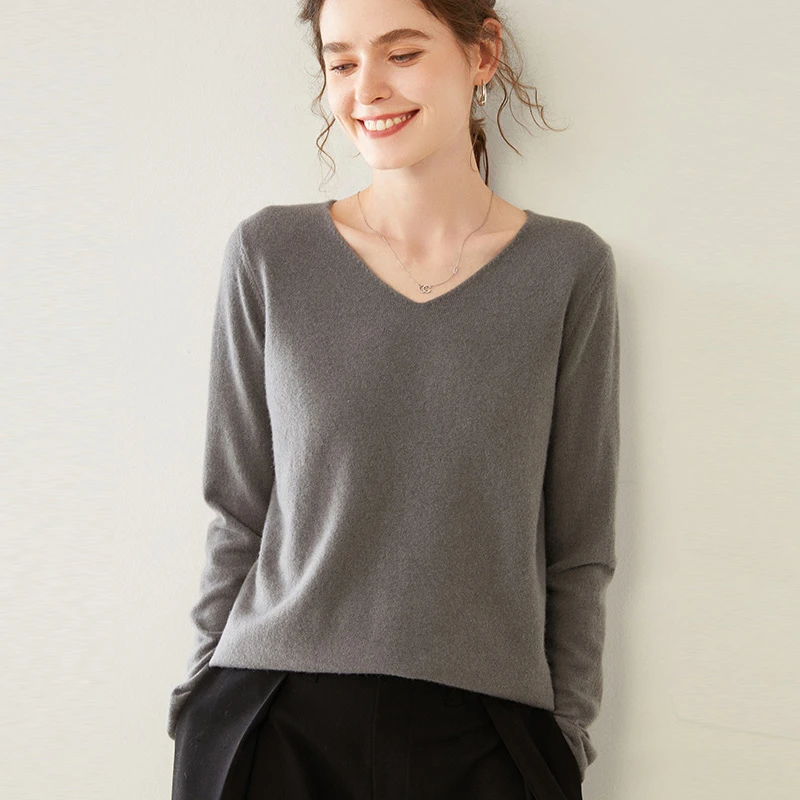 女【V领羊绒衫】804