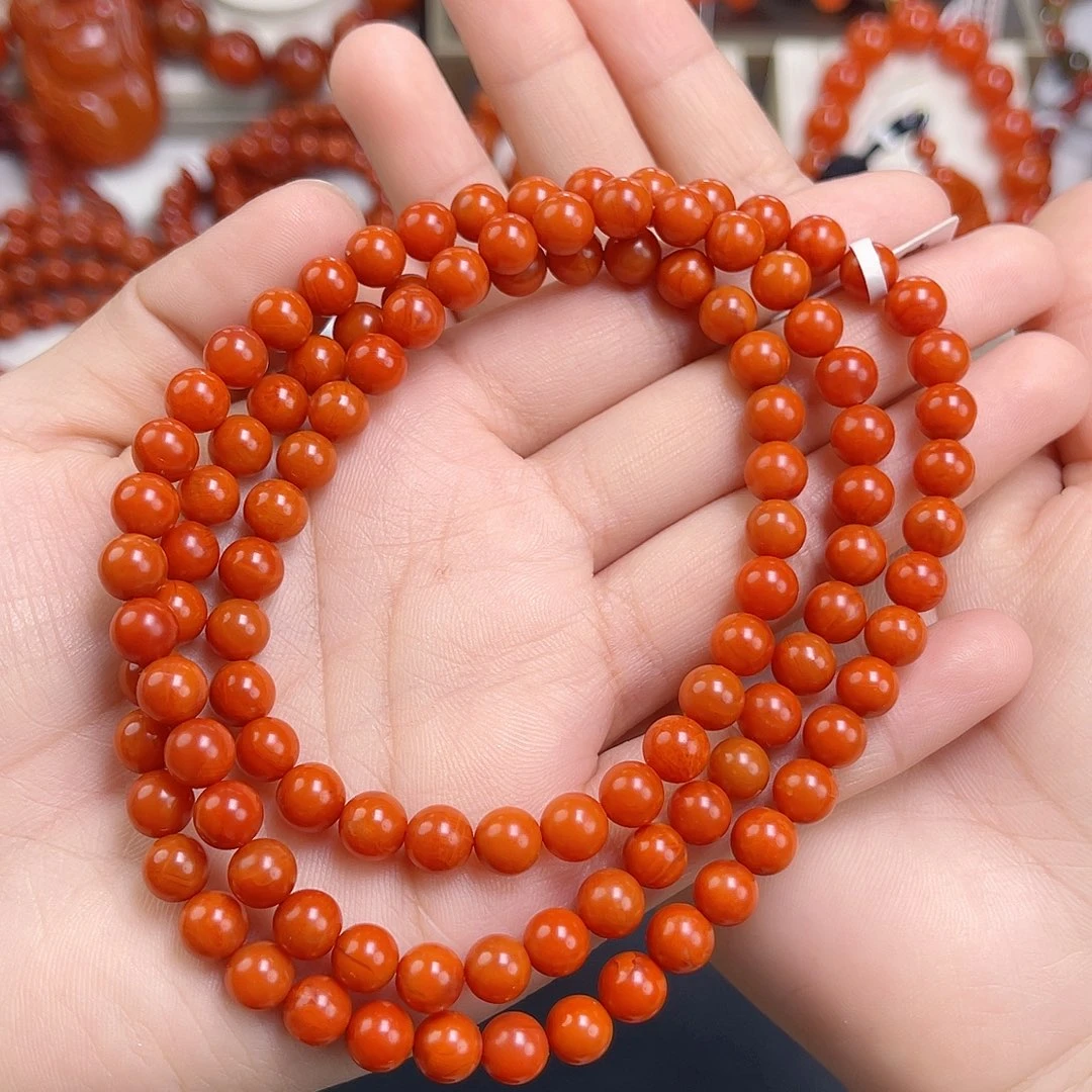 南红玛瑙未镶嵌手链保山哑光满肉多圈6mm