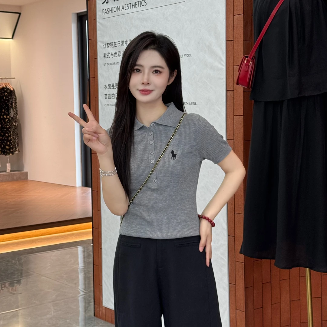 宿慕SUMU 翻领短袖针织上衣 5-10夏季2025新款时尚短袖上衣C4507L