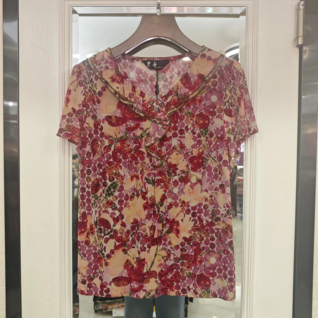 【活动款】2025夏季新款88565台湾丝气质百搭时尚妈妈装上衣 花帝