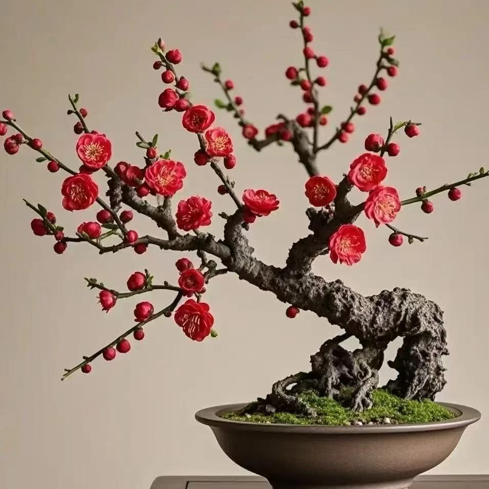 红梅花骨里红朱砂红经典梅花浓香型阳台花卉庭院花卉种植耐寒抗冻