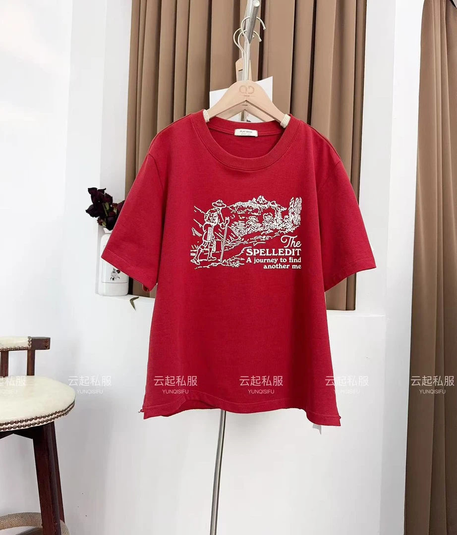 2024冬季新款徒步旅行字母印花T恤上衣