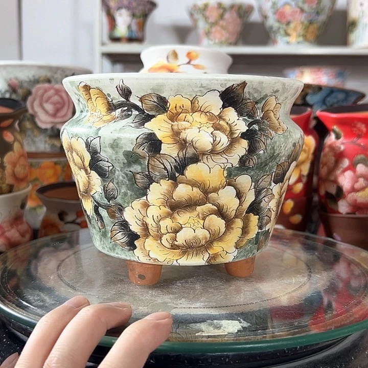 景德镇手绘花盆幸运花盆