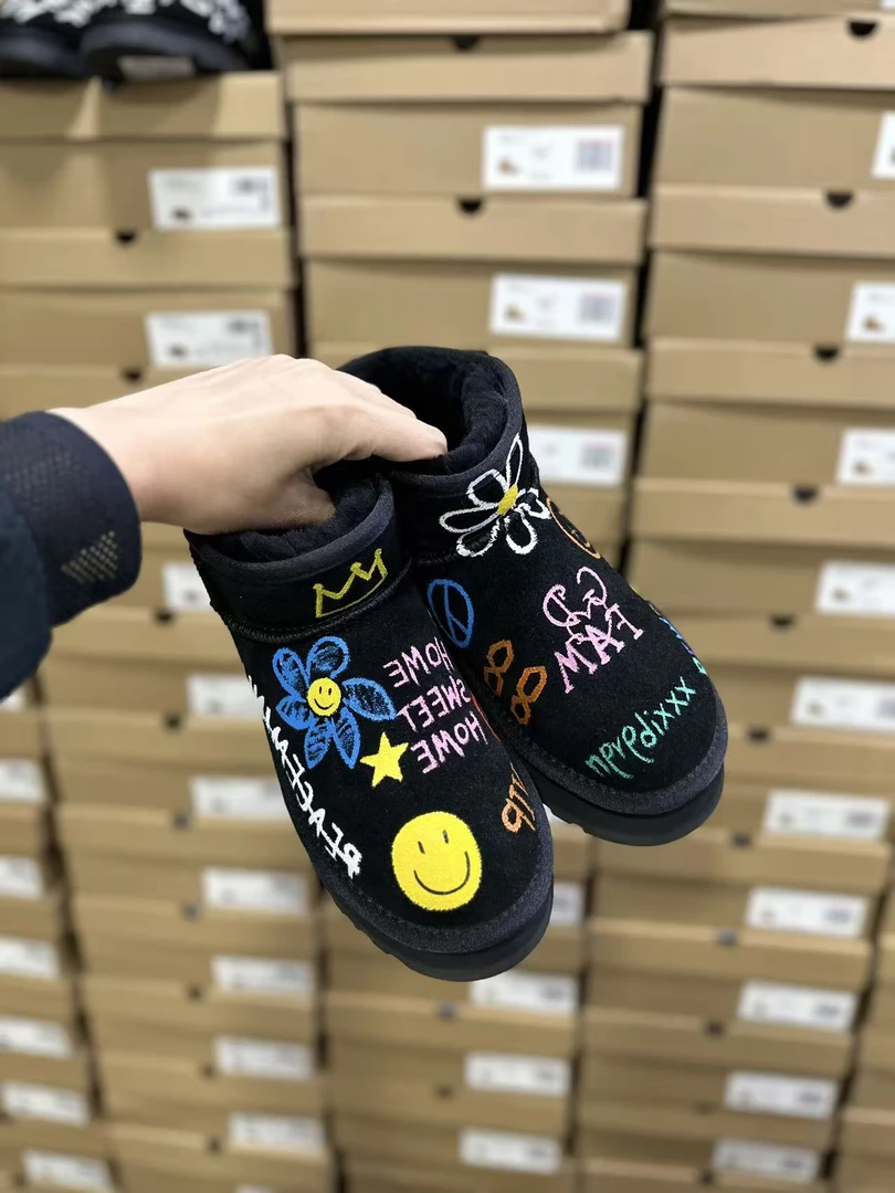 冬季新款原创设计韩版真皮真毛AB款厚底雪地靴经典款小众潮鞋