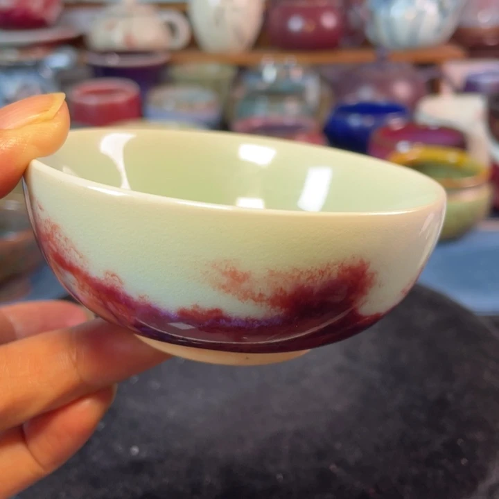 摆件玉石釉手工茶碗