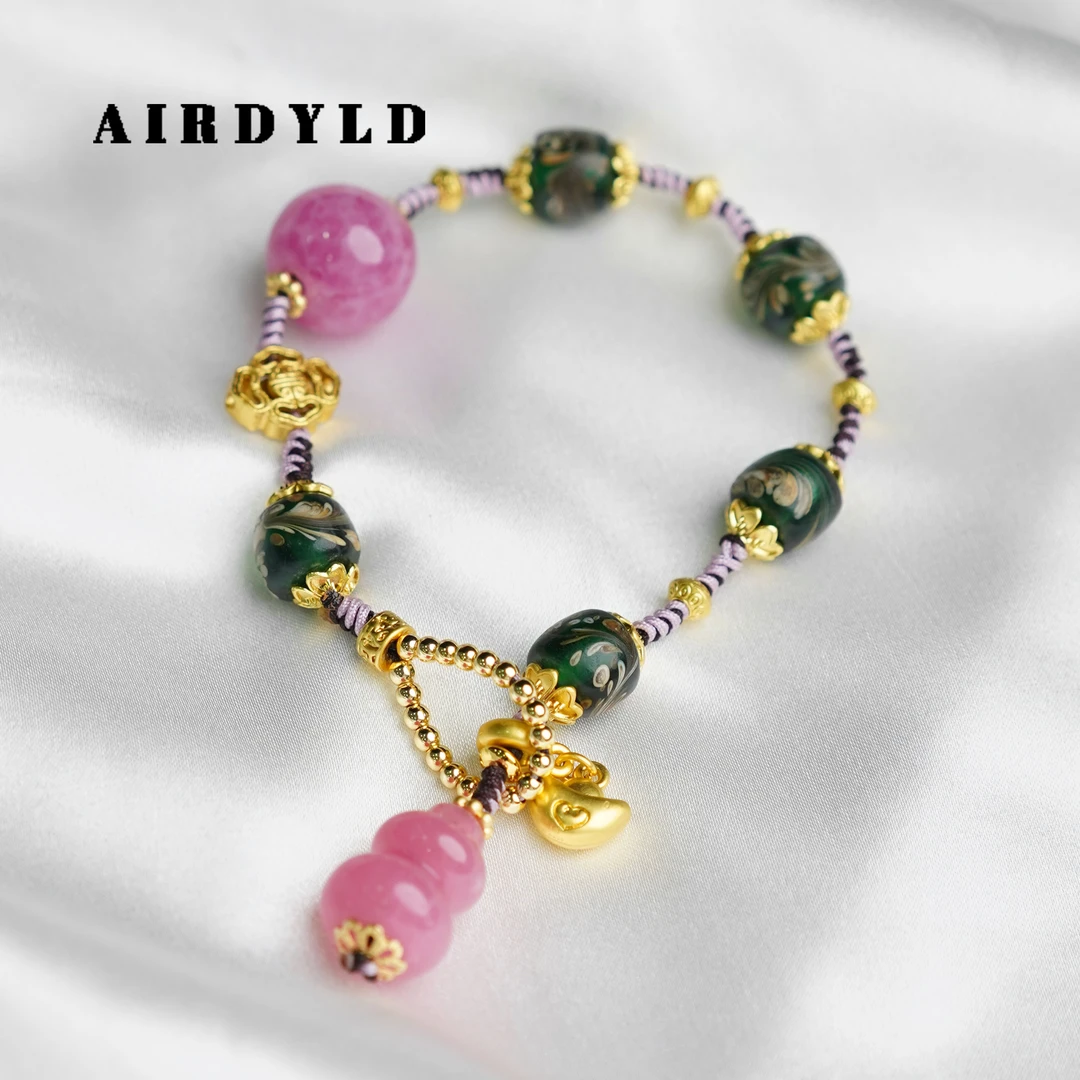 黄铜琉璃手链 【露华浓手链】百搭彩色时尚轻奢老琉璃手链