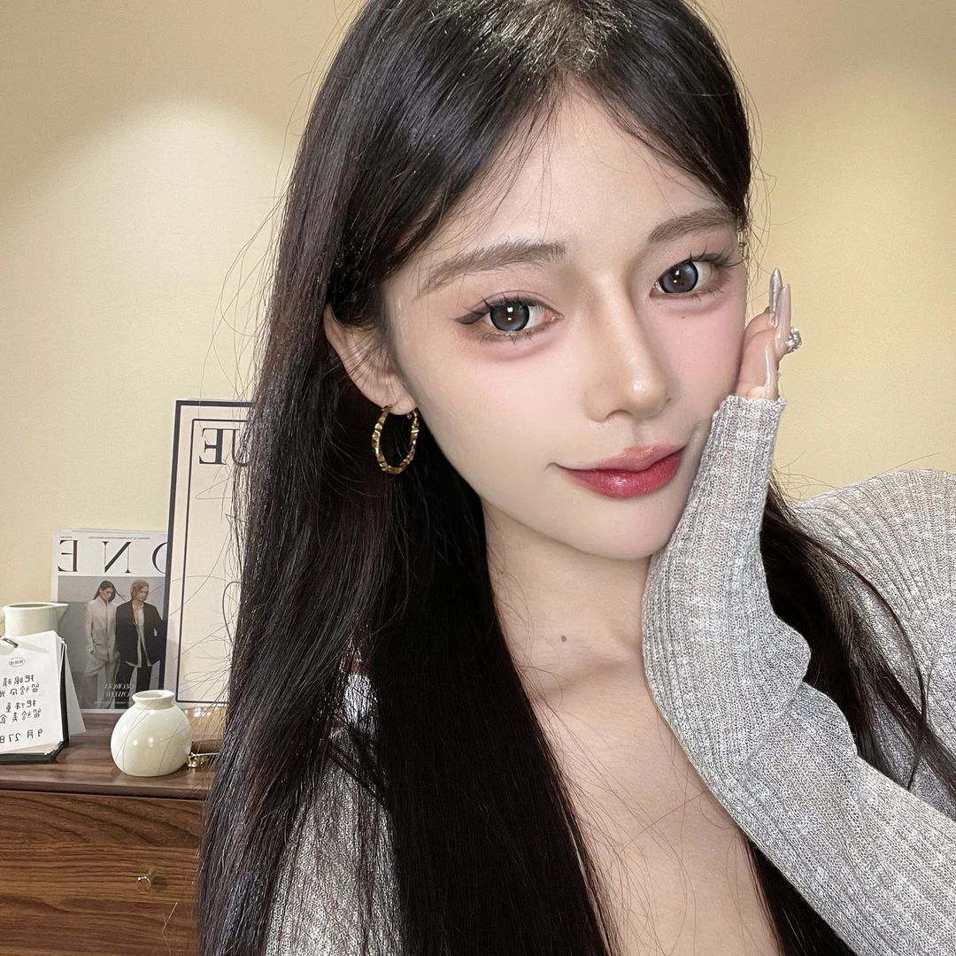 A-290 高级感闪亮耳圈极简轻奢时尚耳环冷淡风耳饰